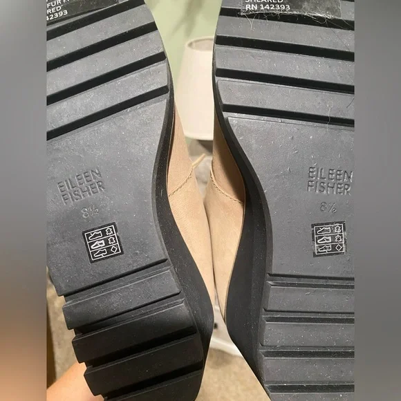 Eileen Fisher Womens 8.5 Alpine Earth Wedge Booties Shearling Lined Nubuck - Picture 4 of 10